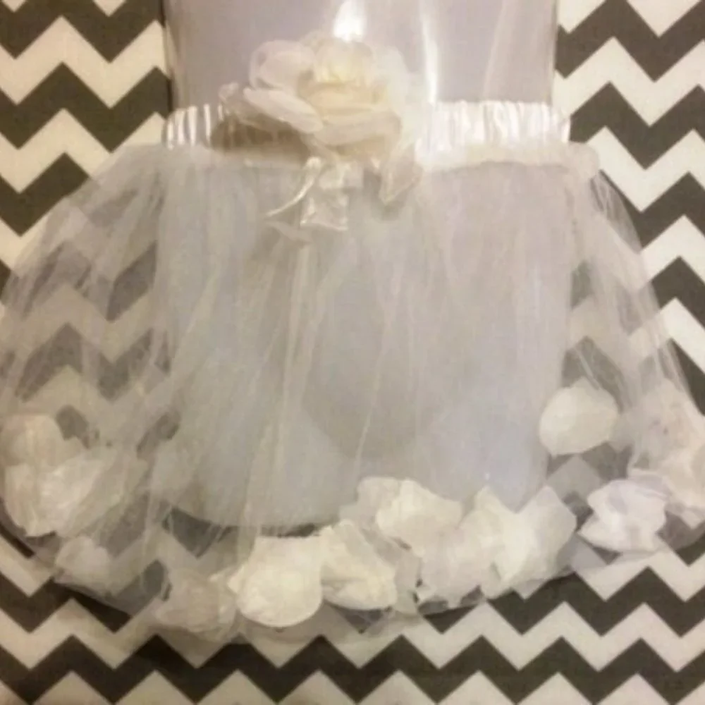 NEW IN‎ PACKAGE * White Ballet Tutu with Rose Petals in Skirt and Rose on Waist